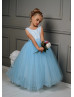 Sky Blue Sequin Tulle Flower Girl Dress